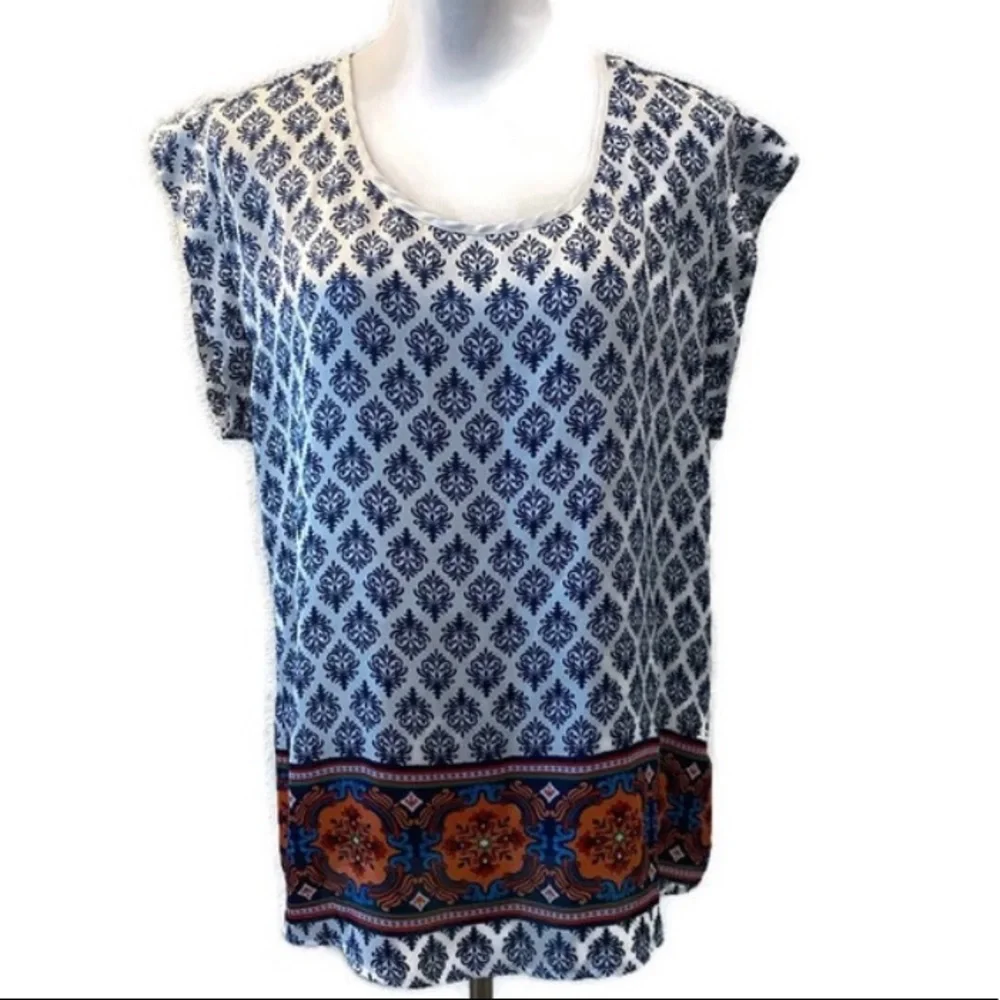 DANIEL RAINN Printed T-shirt Blouse Moroccan Print - Picture 3 of 14